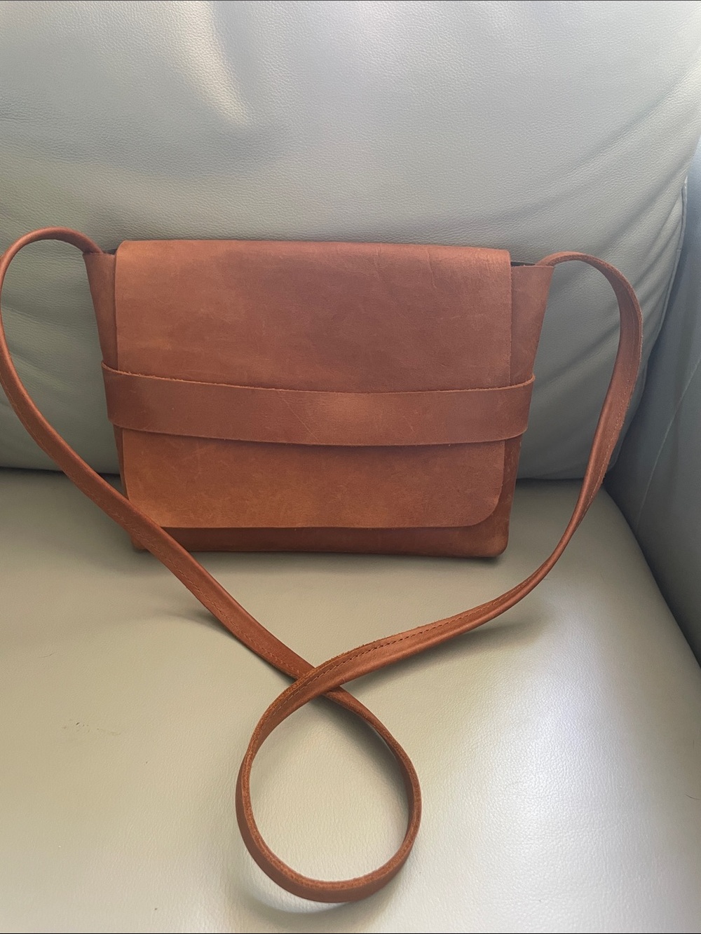Able Chestnut Brown Leather Crossbody Bag
